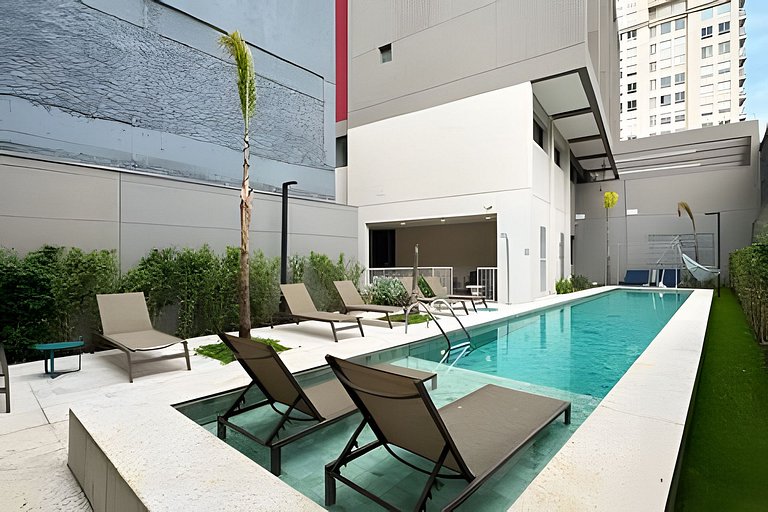 Faria Lima, Studio Apartment, 50m from Metro, Swimming Pool,